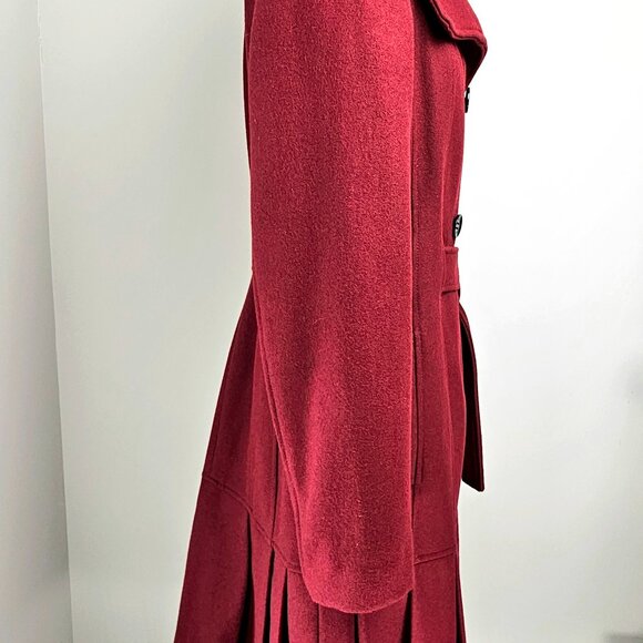 Listing Title: Calvin Klein Power Dressing Red Wool Pleated Coat 8 - Picture 4 of 16